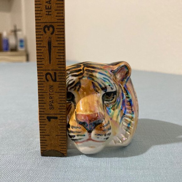 Karen Kelleher Signed KM One Of A Kind Ceramic Tiger Cuff Bracelet Luster Finish - Picture 9 of 10